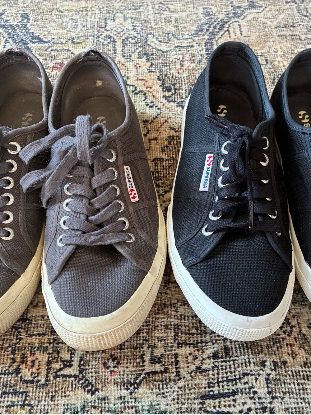 2 Superga women’s Canvas Sneakers in Black and Gray. Two for the price of one!!